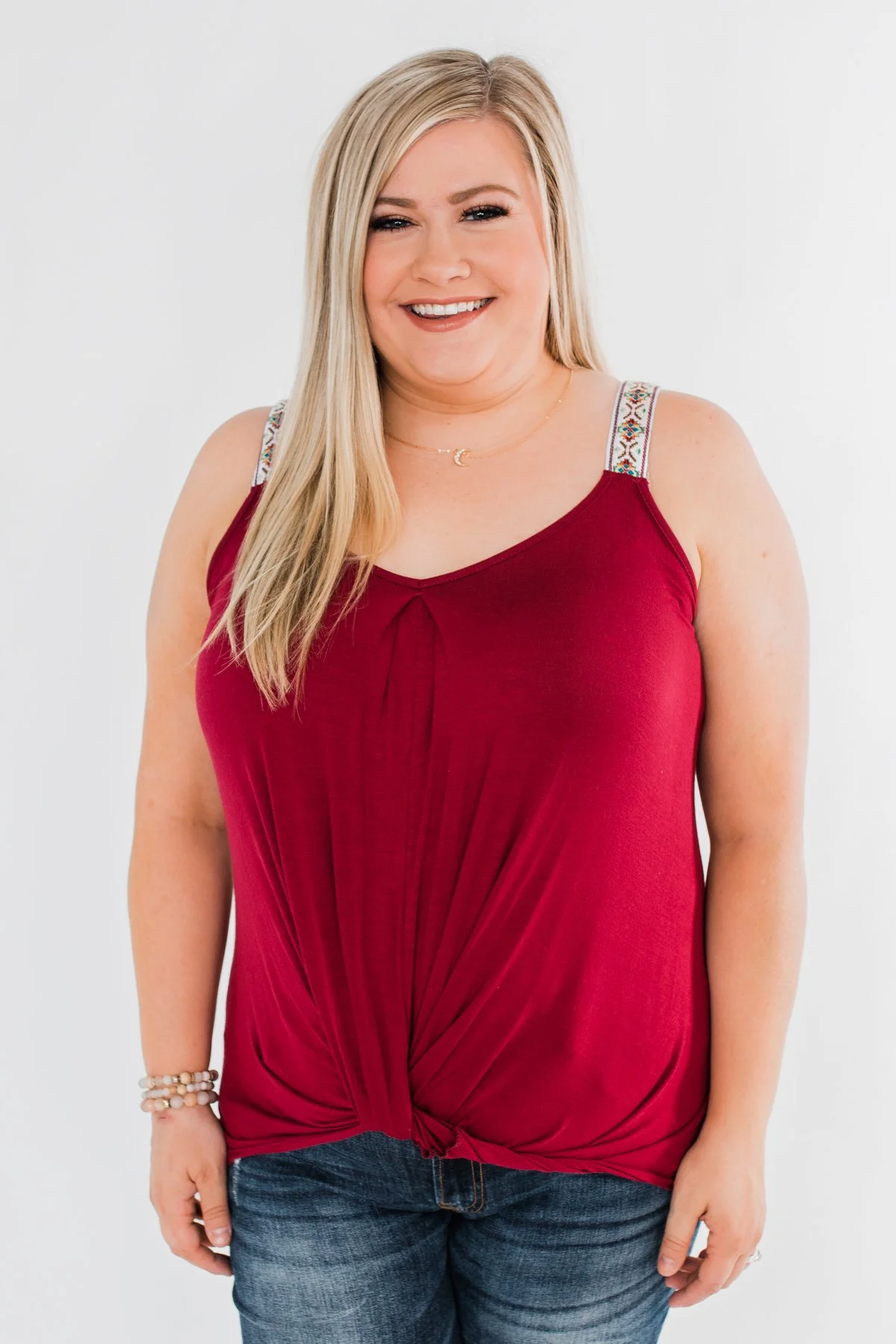 Somewhere Next To You Twist Tank Top- Burgundy - Image 4