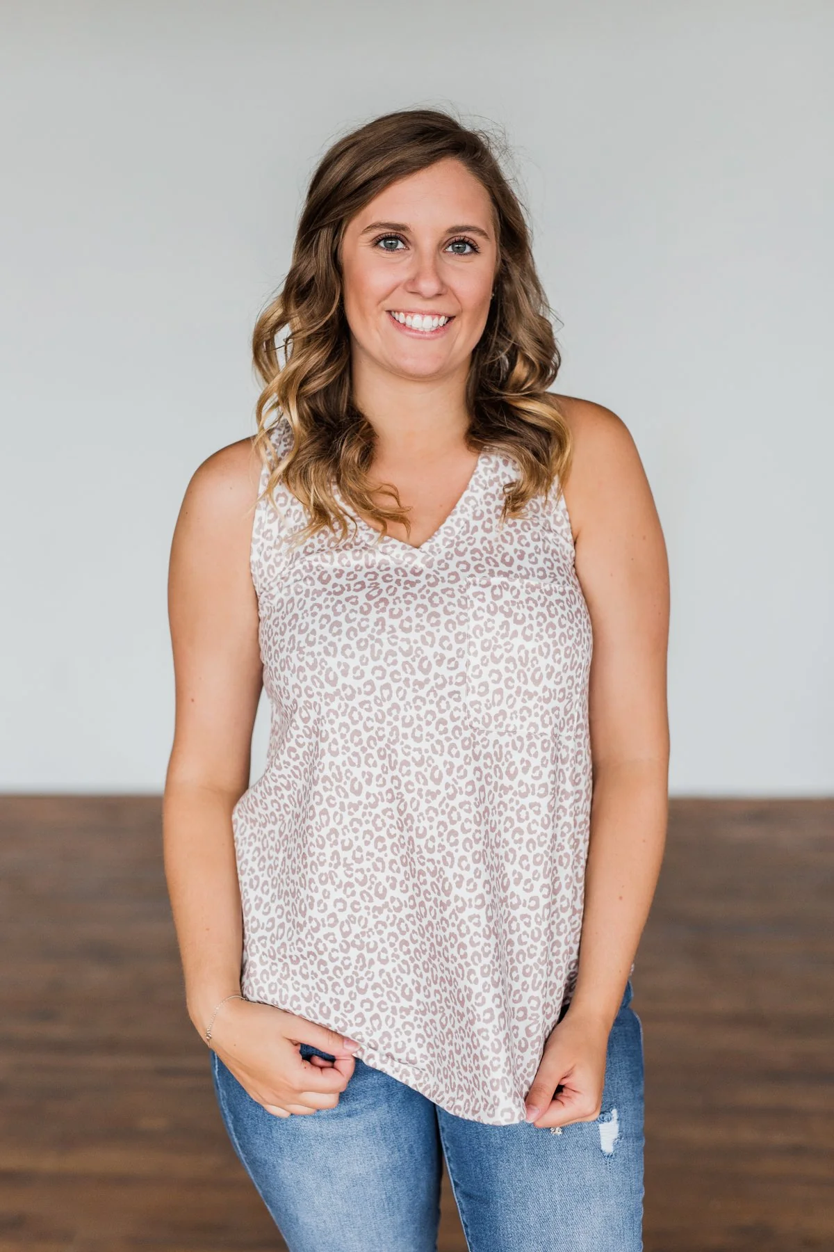 Somewhere Out There Leopard Tank Top- Ivory & Camel - Image 5