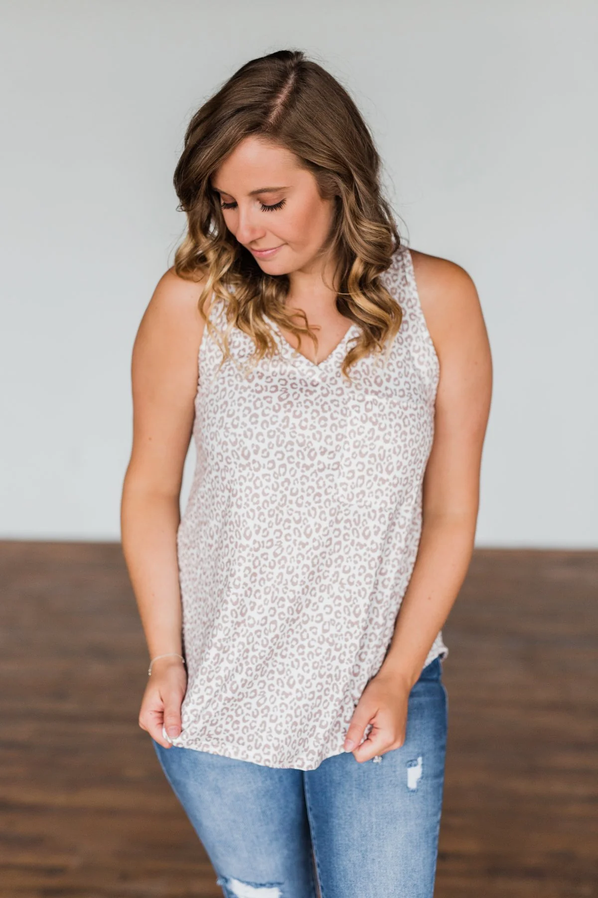 Somewhere Out There Leopard Tank Top- Ivory & Camel - Image 7