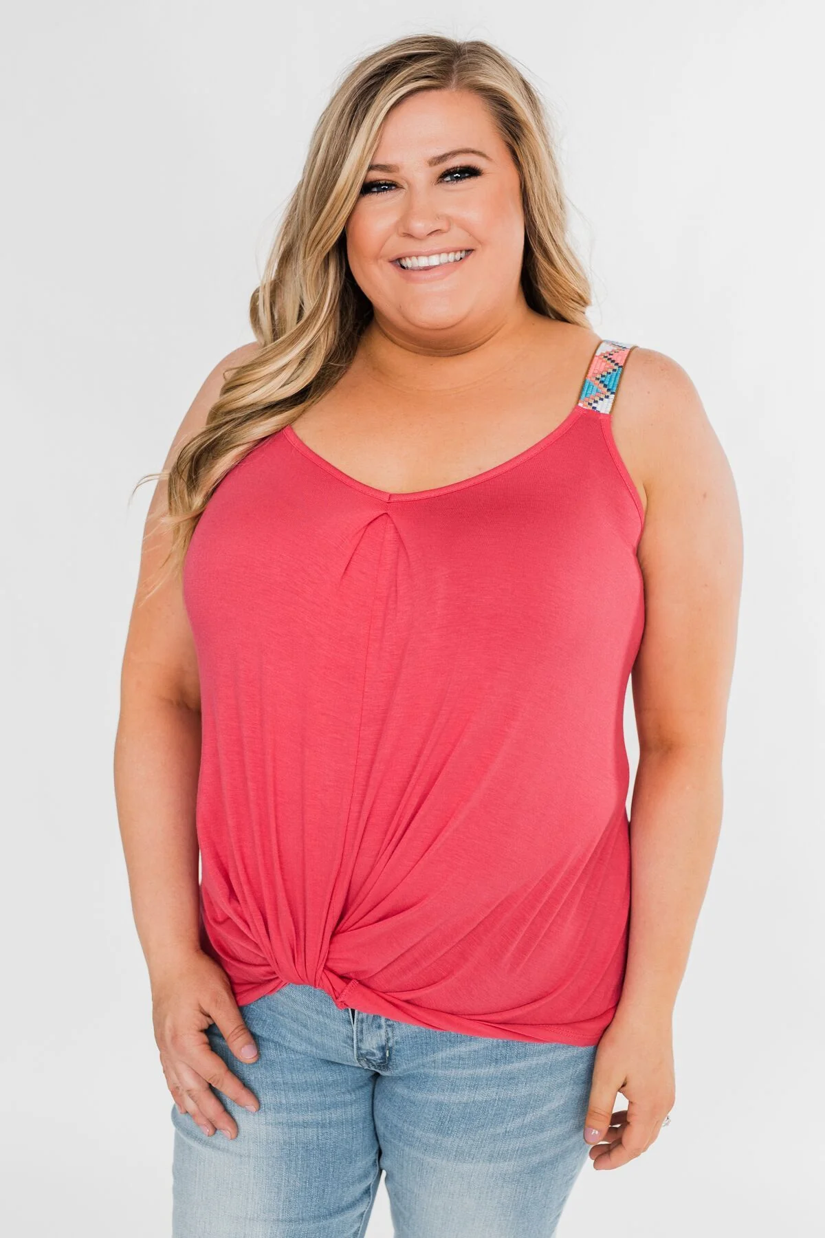 Somewhere Waiting for Me Twist Tank Top- Dark Pink - Image 3