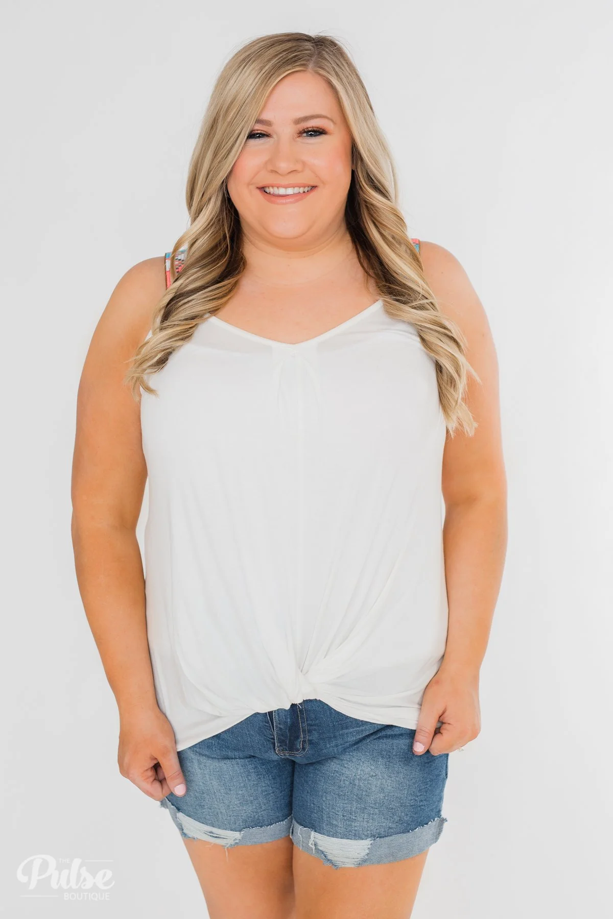 Somewhere Waiting for Me Twist Tank Top- Ivory - Image 13