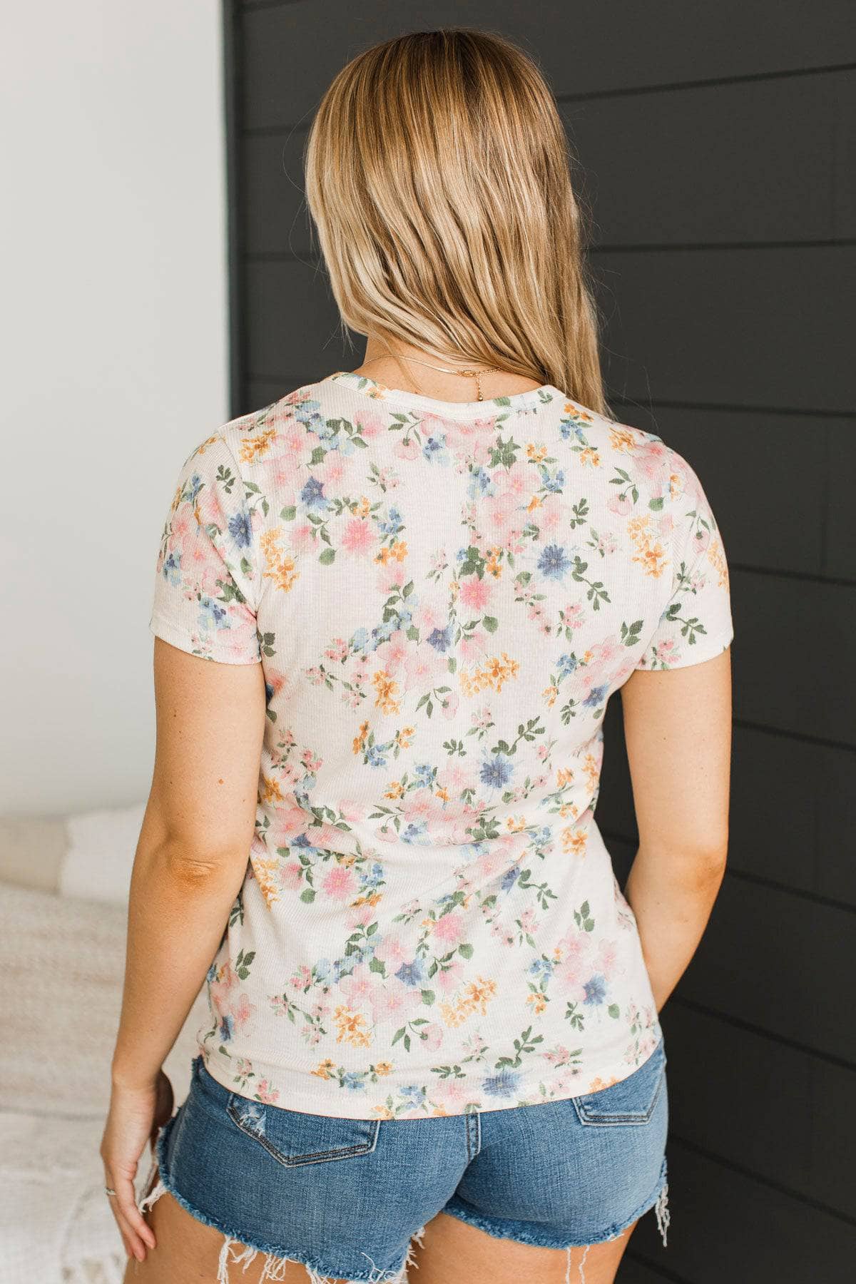 Songs Of Summer Floral Top- Ivory, Pink, & Blue - Image 8