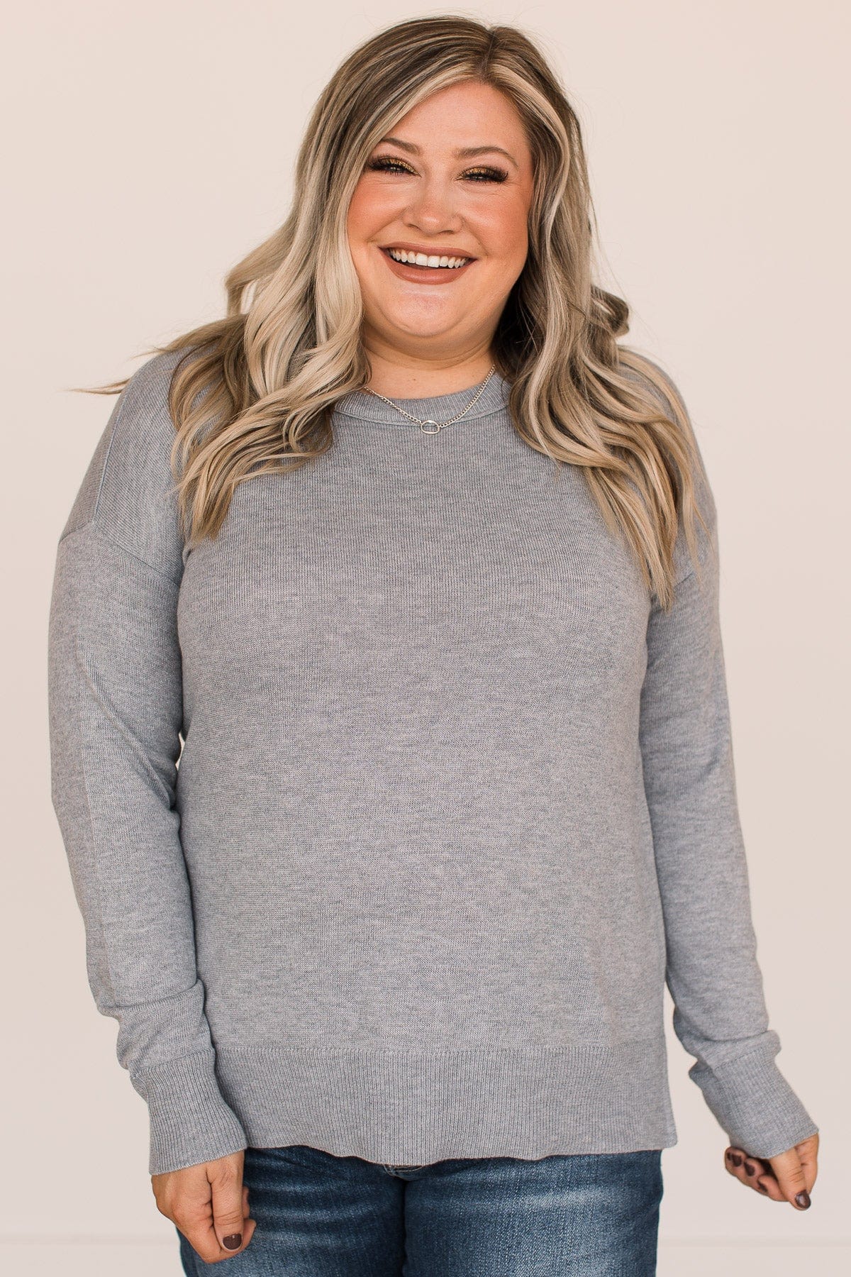 Soothes The Soul Knit Top- Heather Grey - Image 4