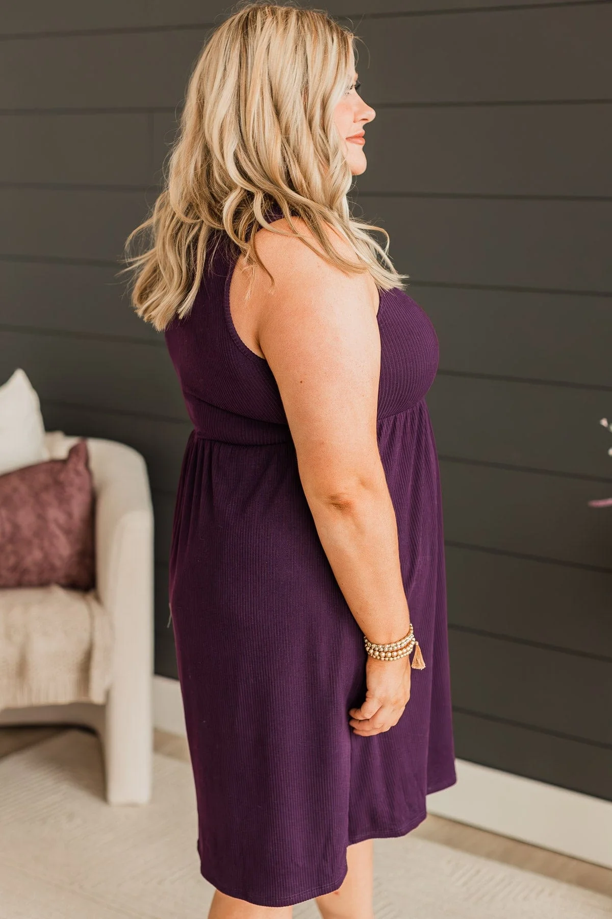 Sought After Ribbed Knit Dress- Deep Plum - Image 8