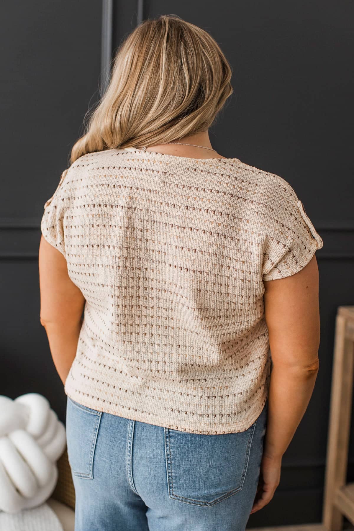 Soul Connection Stitch Stripe Knit Top- Cream & Brown - Image 8
