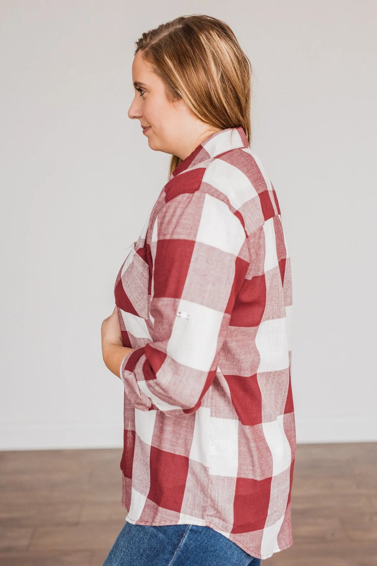 Sounds Of The Season Plaid Top- Cranberry Red - Image 10