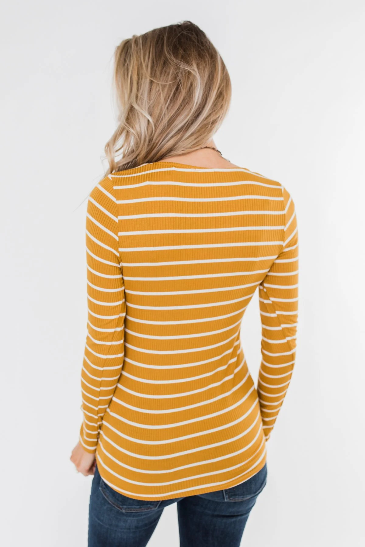Sounds So Nice Long Sleeve Button Top- Mustard - Image 9