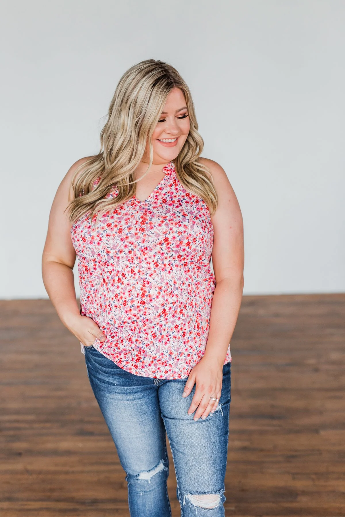 Spaces Between Us V-Neck Tank Top- Shades of Pink - Image 10
