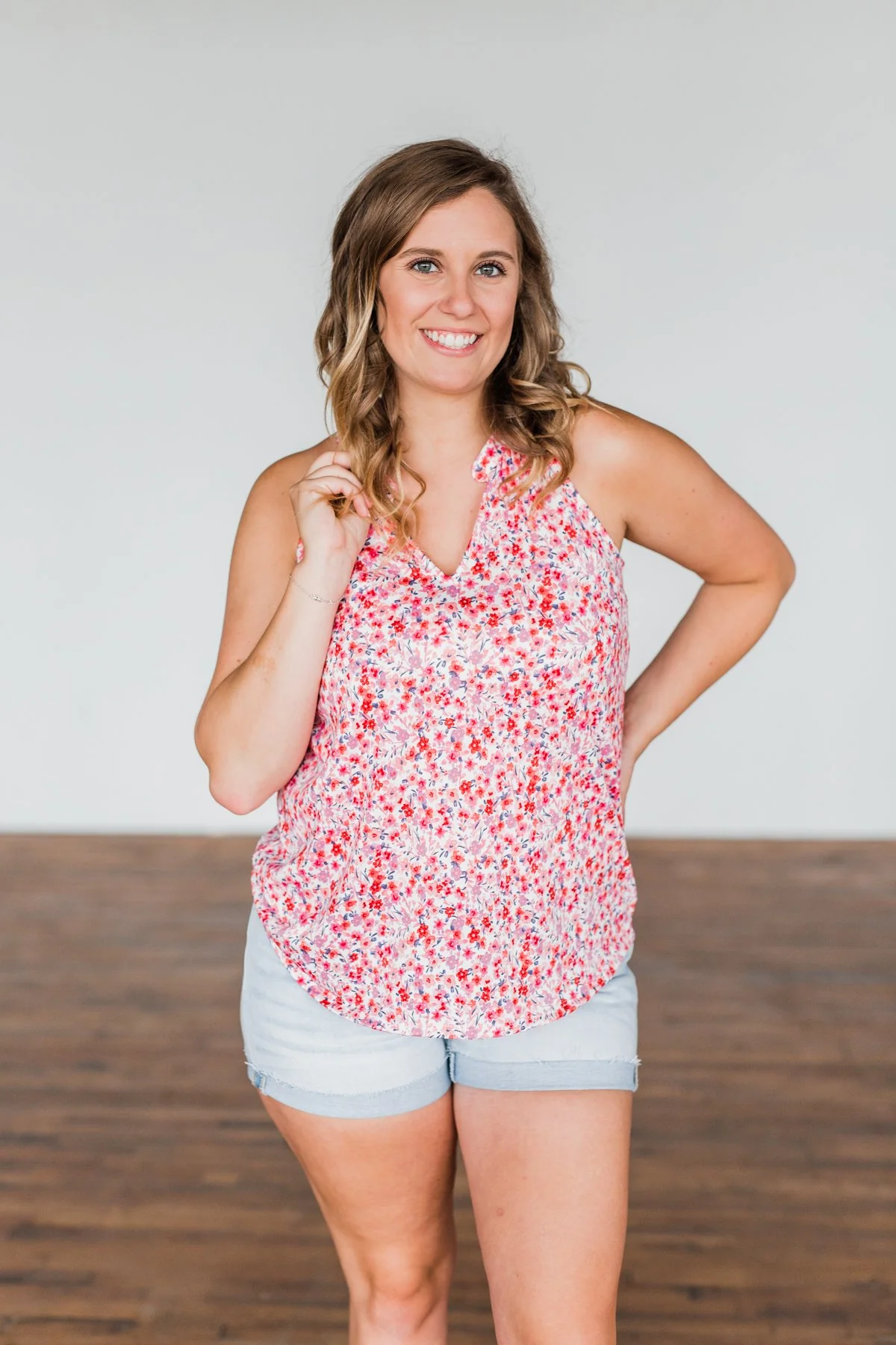 Spaces Between Us V-Neck Tank Top- Shades of Pink - Image 2