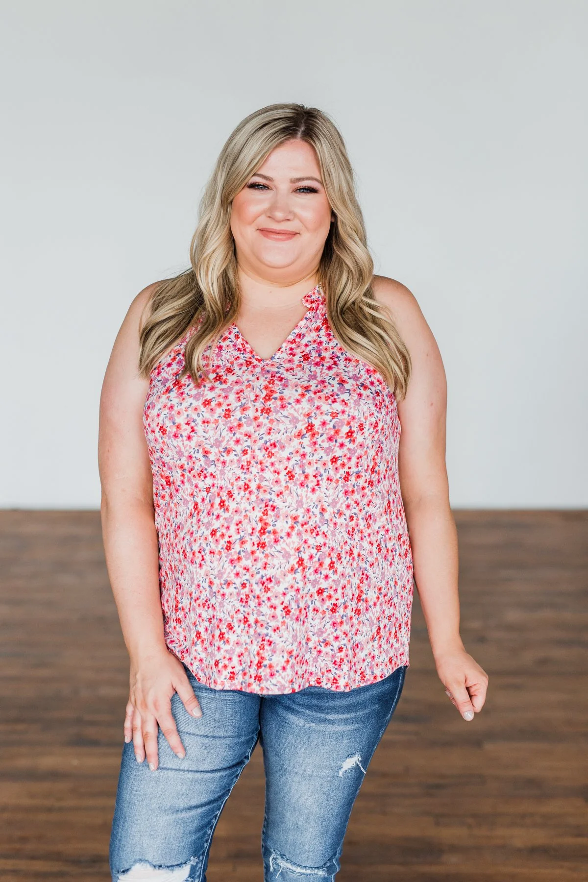 Spaces Between Us V-Neck Tank Top- Shades of Pink - Image 3
