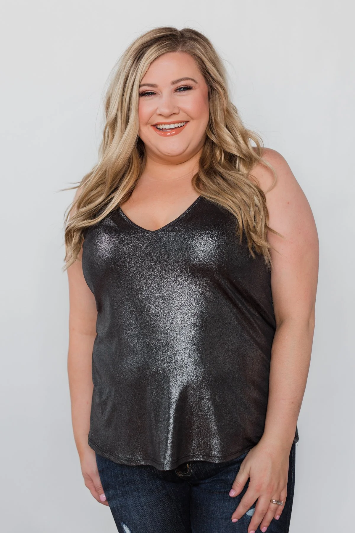 Spark Up The New Year Tank Top- Silver Black - Image 6