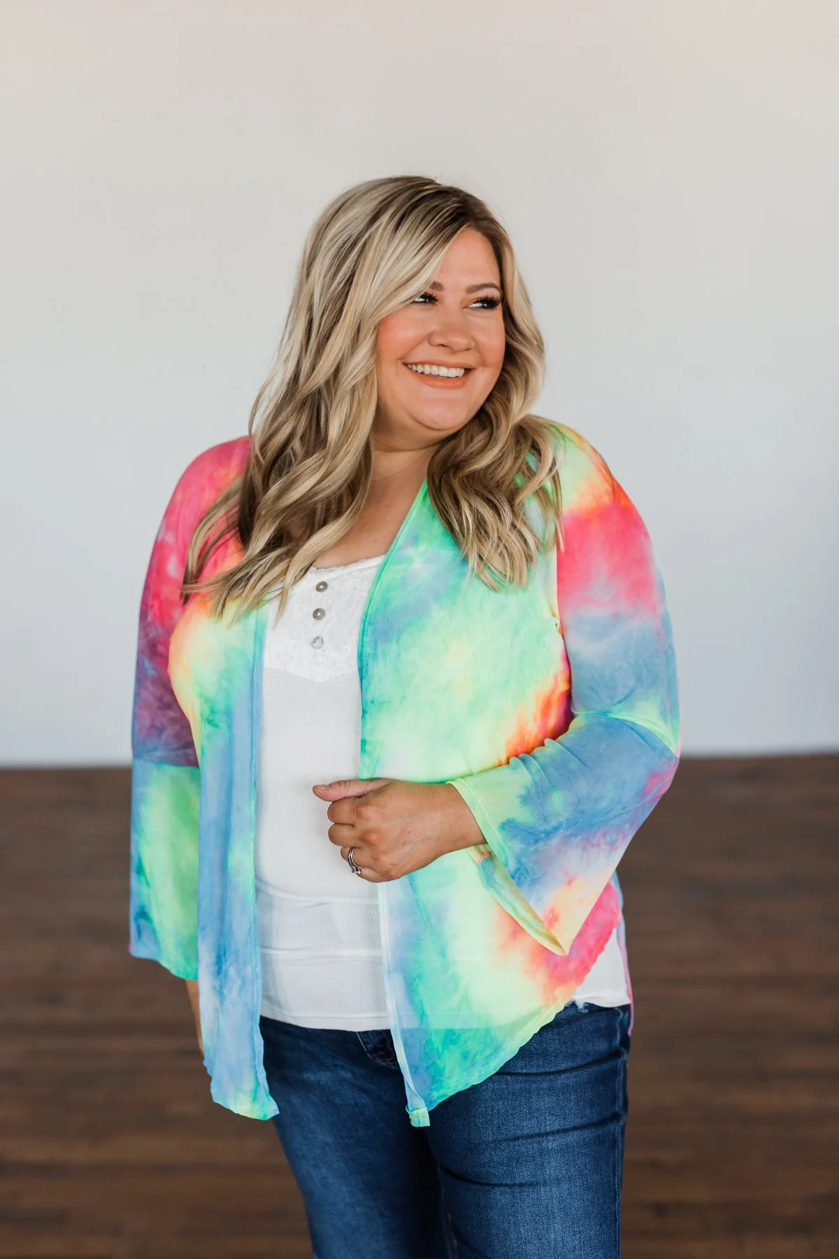 Sparked My Interest Tie Dye Kimono- Multi-Color - Image 7