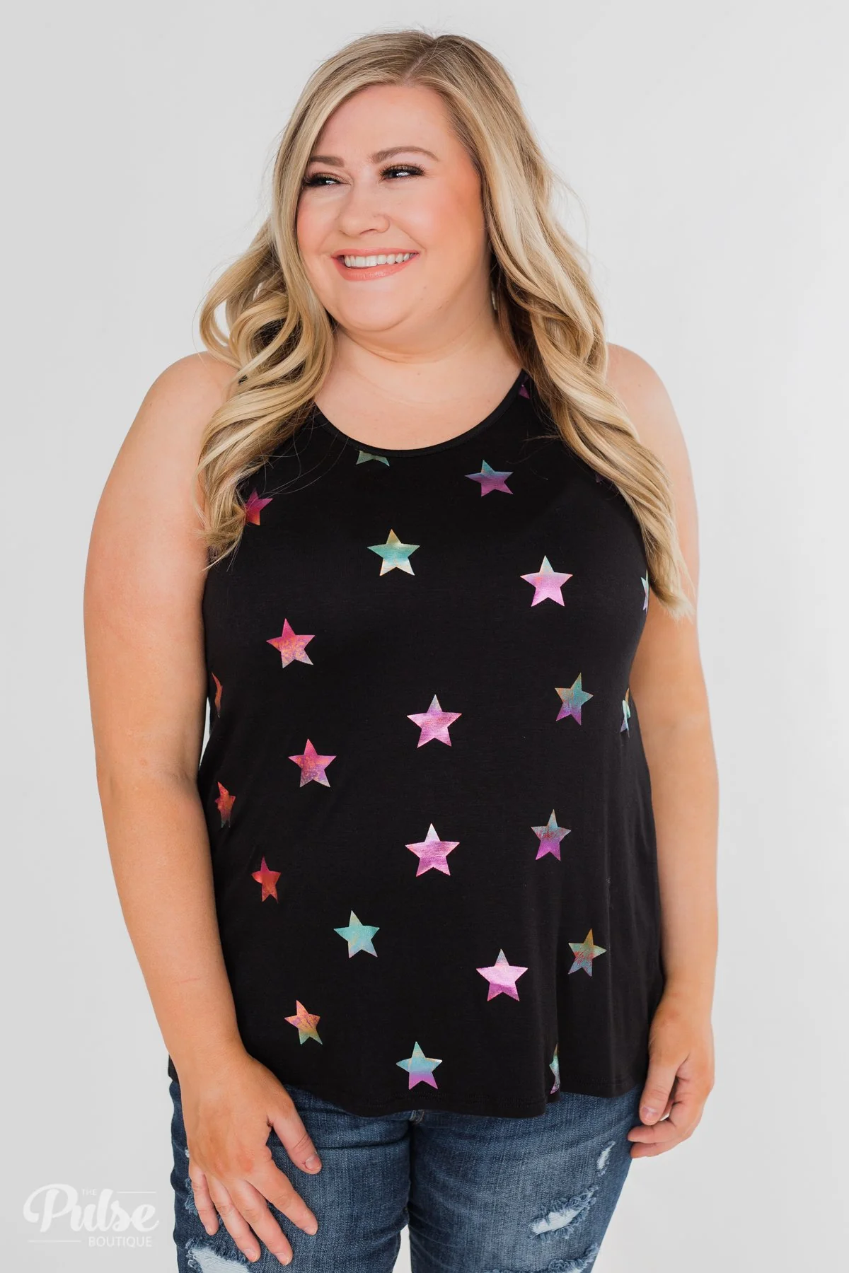 Sparkle For You Star Racerback Tank Top- Black - Image 10