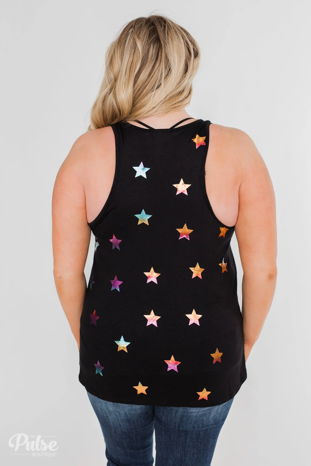 Sparkle For You Star Racerback Tank Top- Black - Image 14