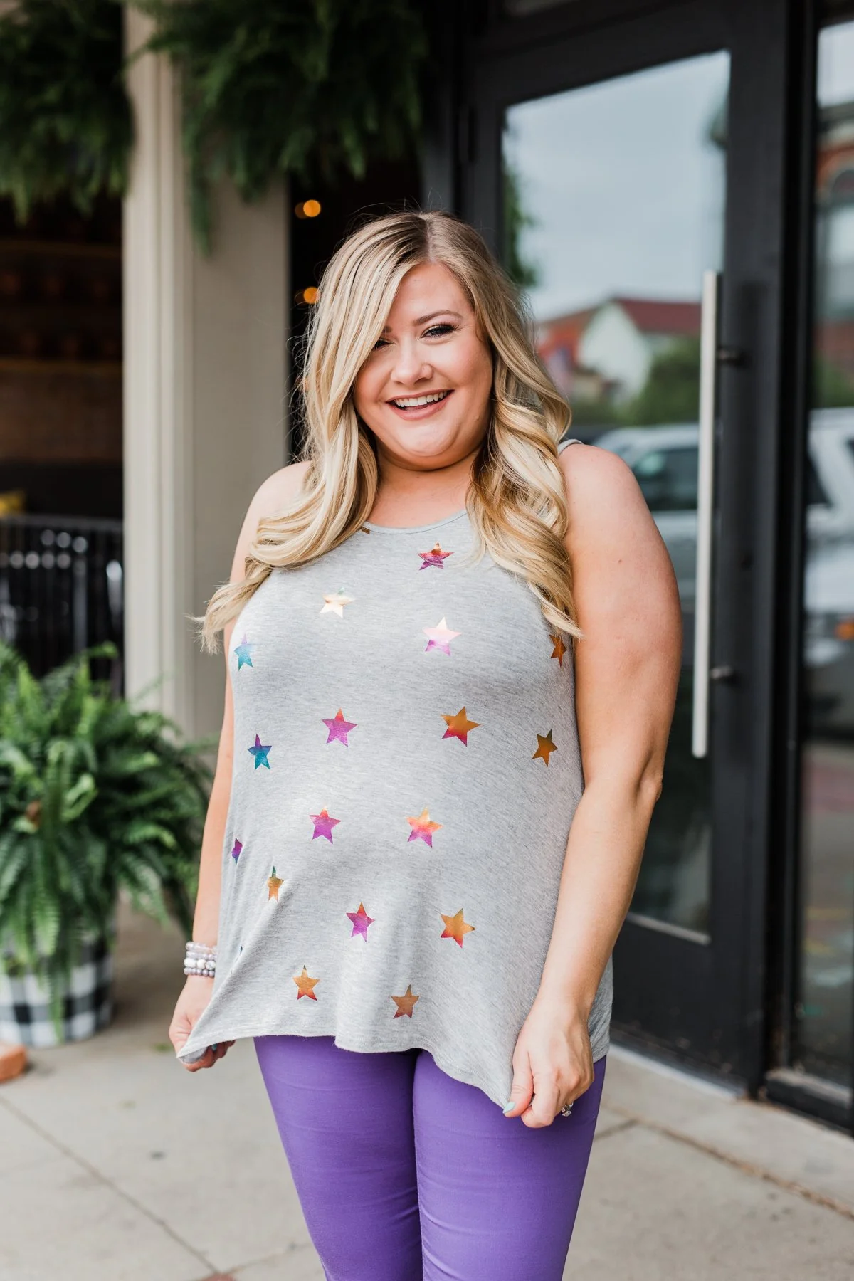 Sparkle For You Star Racerback Tank Top- Grey - Image 9