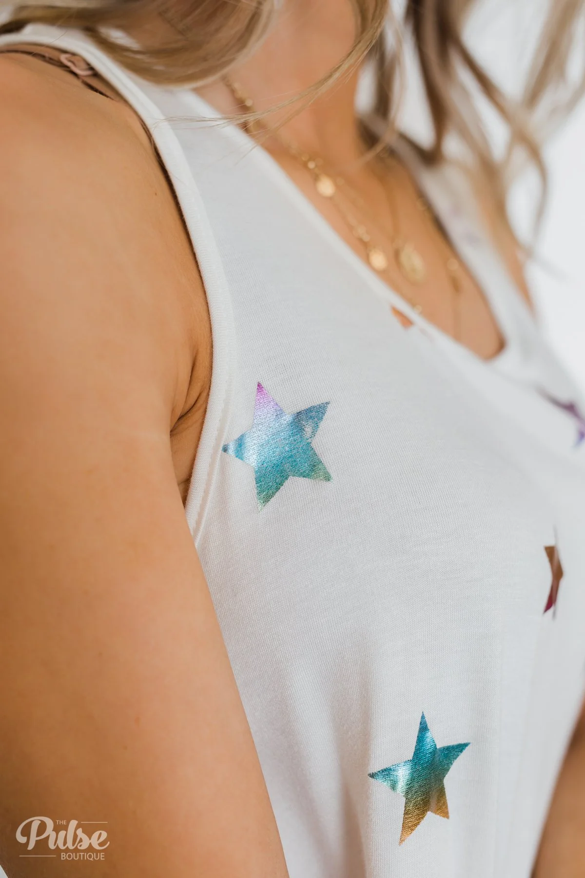 Sparkle For You Star Racerback Tank Top- Ivory - Image 12