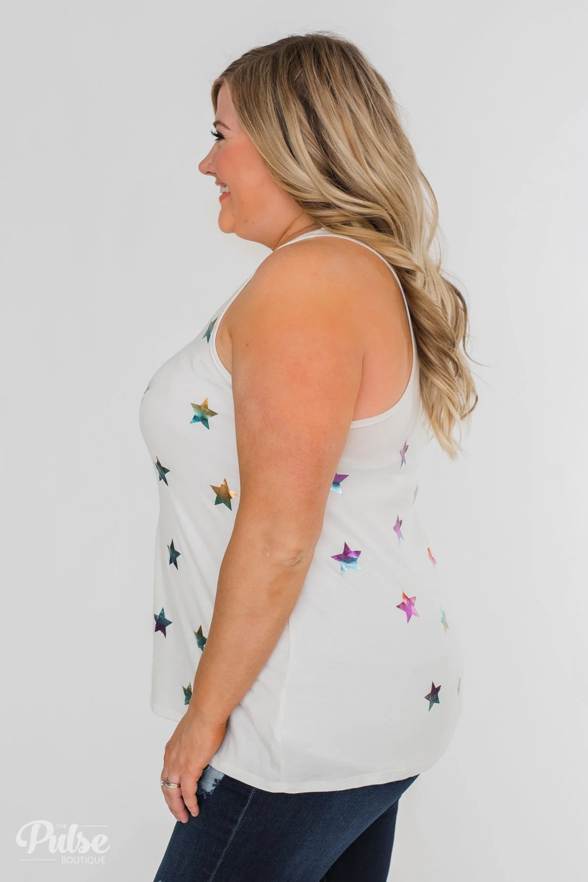 Sparkle For You Star Racerback Tank Top- Ivory - Image 9