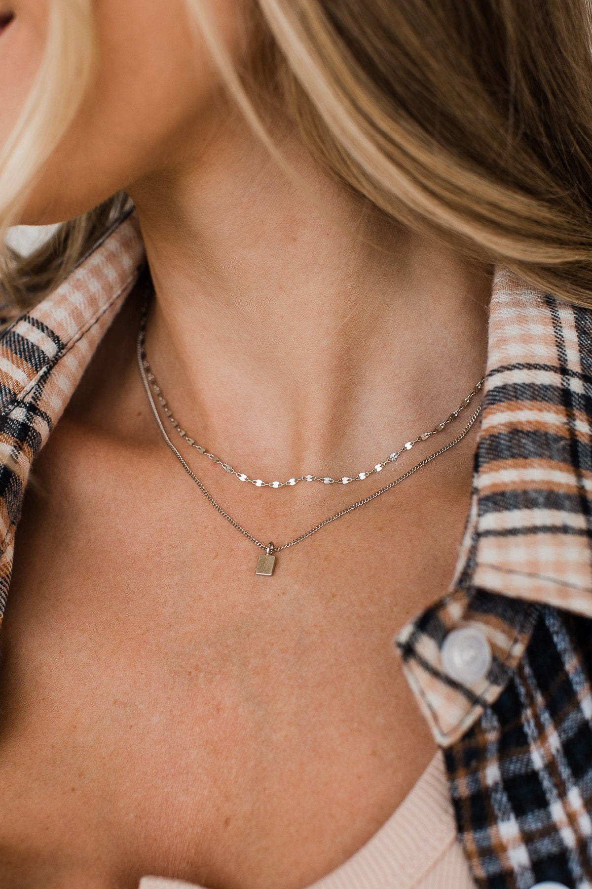 Sparkle More 2-Tier Necklace- Silver - Image 4