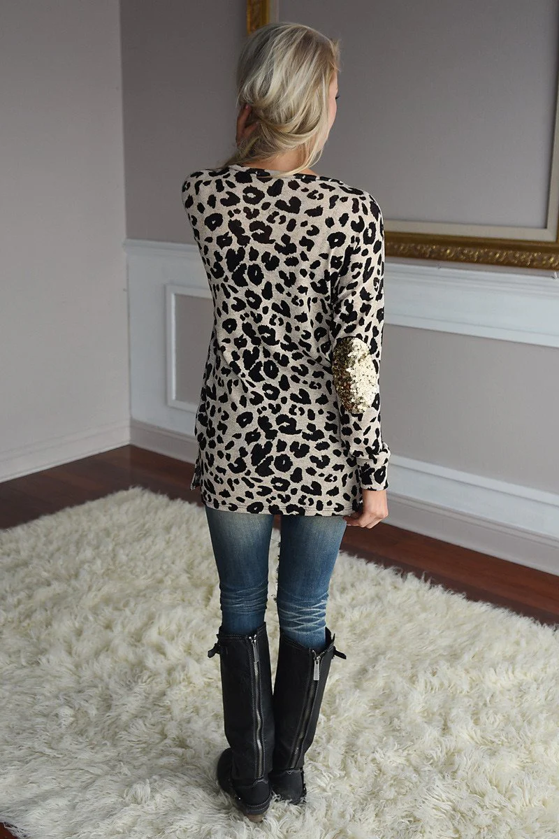 Sparkle on My Mind Leopard Top ~ Taupe - Image 2