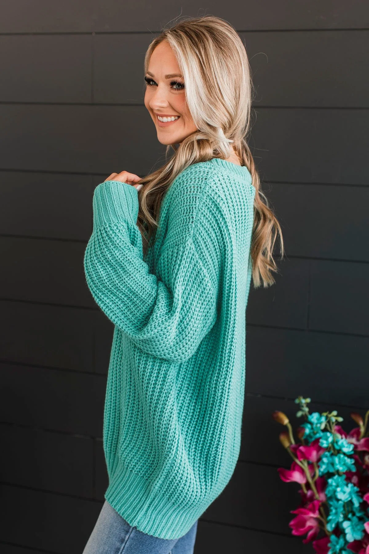 Sparkling Passion Knit Sweater- Dark Mint - Image 6