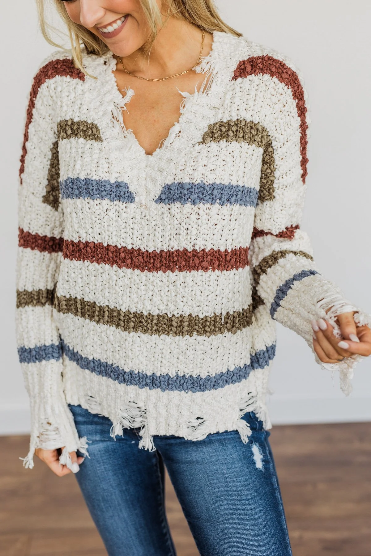 Sparks Between Us Striped Sweater- Cream & Multi - Image 2