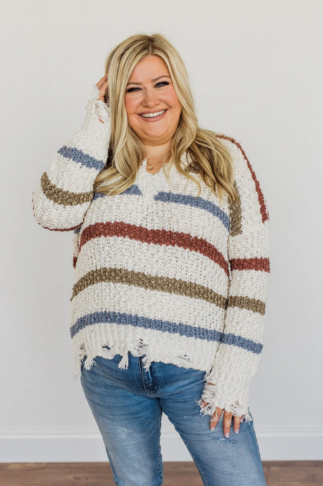 Sparks Between Us Striped Sweater- Cream & Multi - Image 6