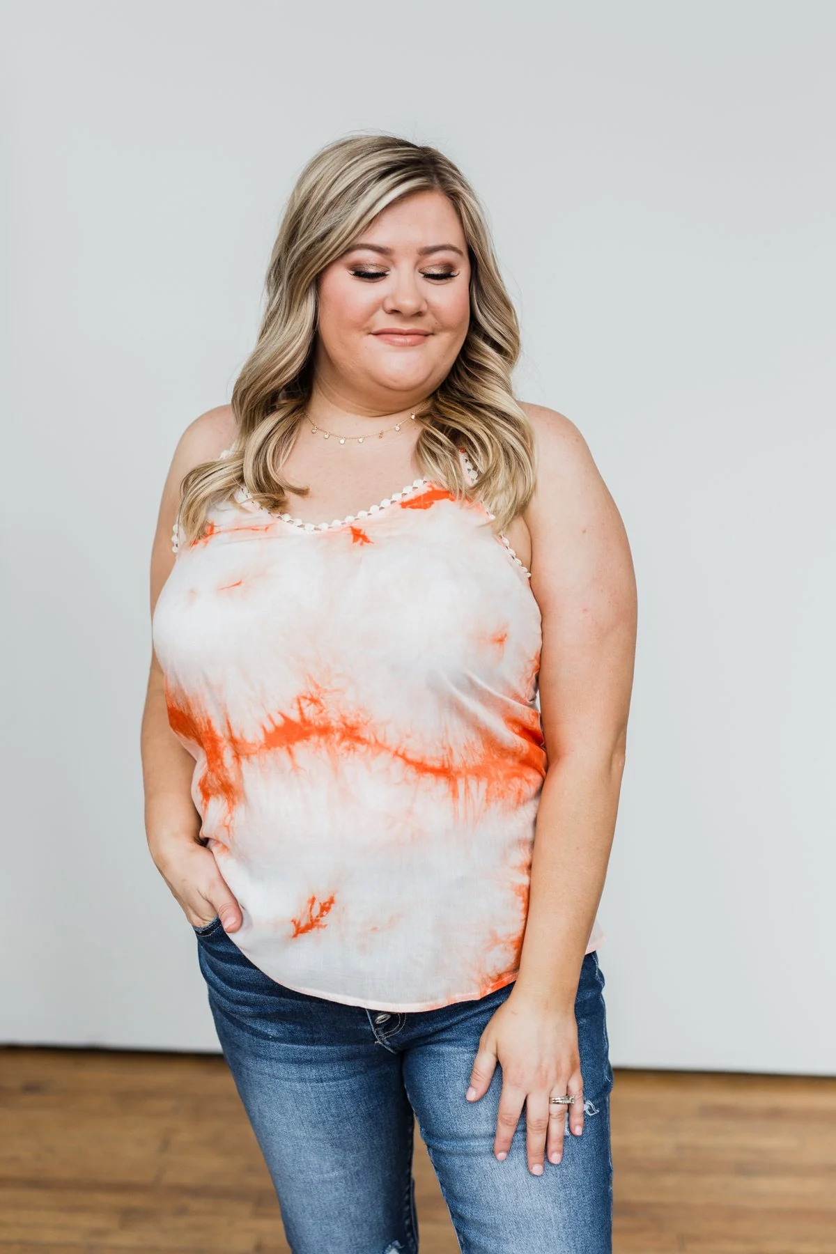 Sparks Fly Tie Dye Tank Top- Orange & Ivory - Image 6