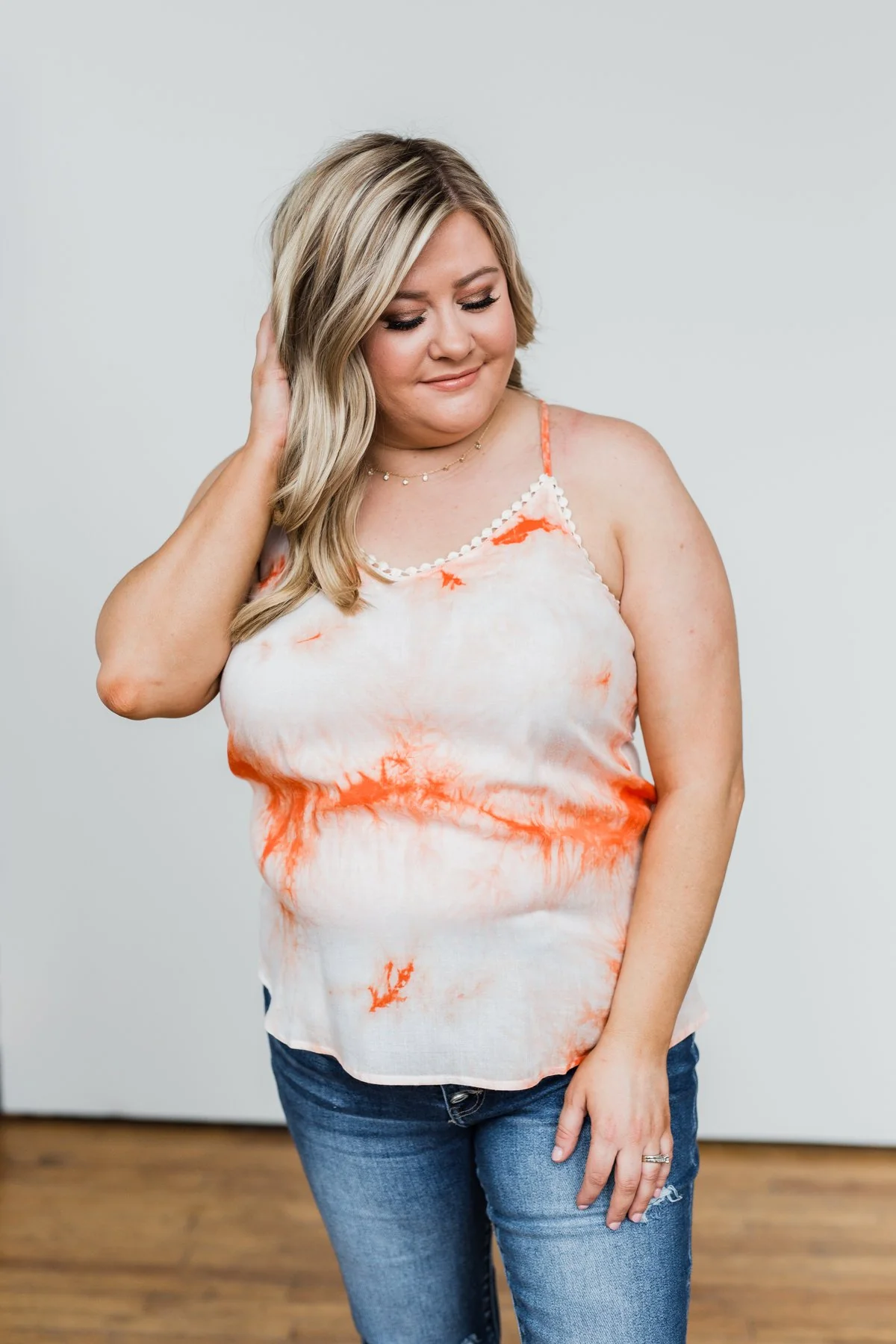 Sparks Fly Tie Dye Tank Top- Orange & Ivory - Image 7