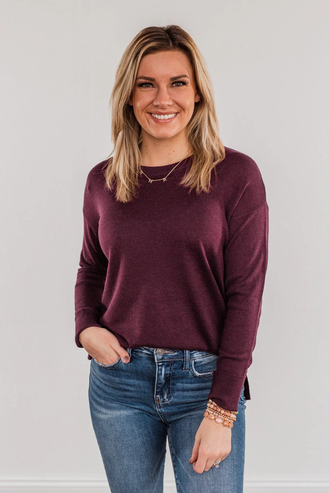 Sparks Flying Knit Sweater- Dark Plum - Image 2