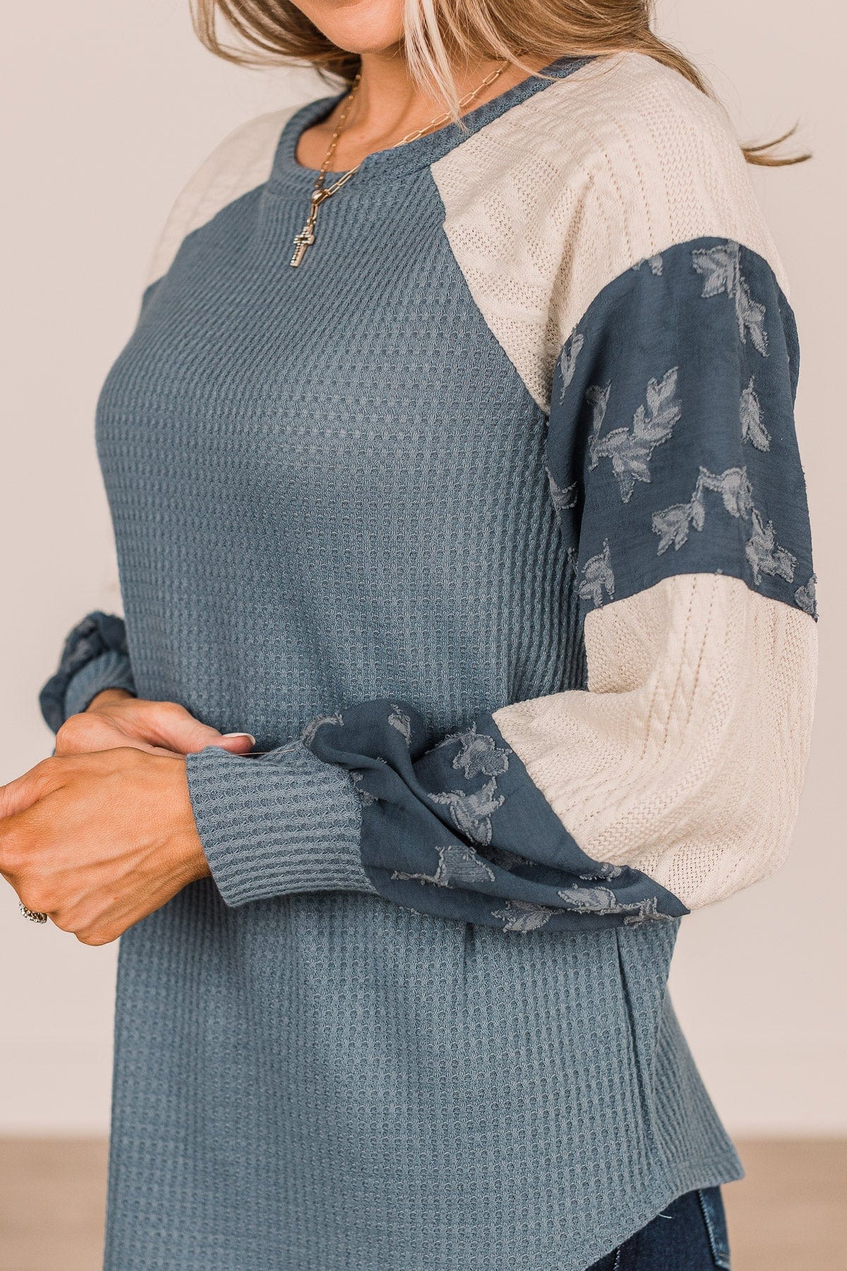 Speaking Volumes Striped Knit Top- Teal - Image 3
