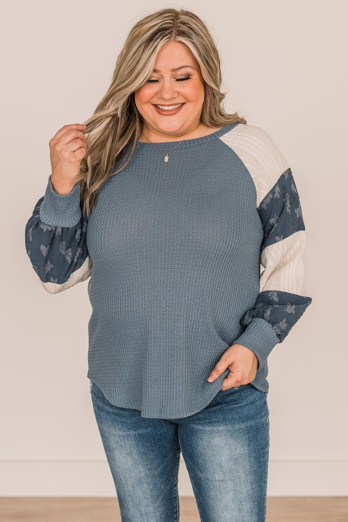 Speaking Volumes Striped Knit Top- Teal - Image 4