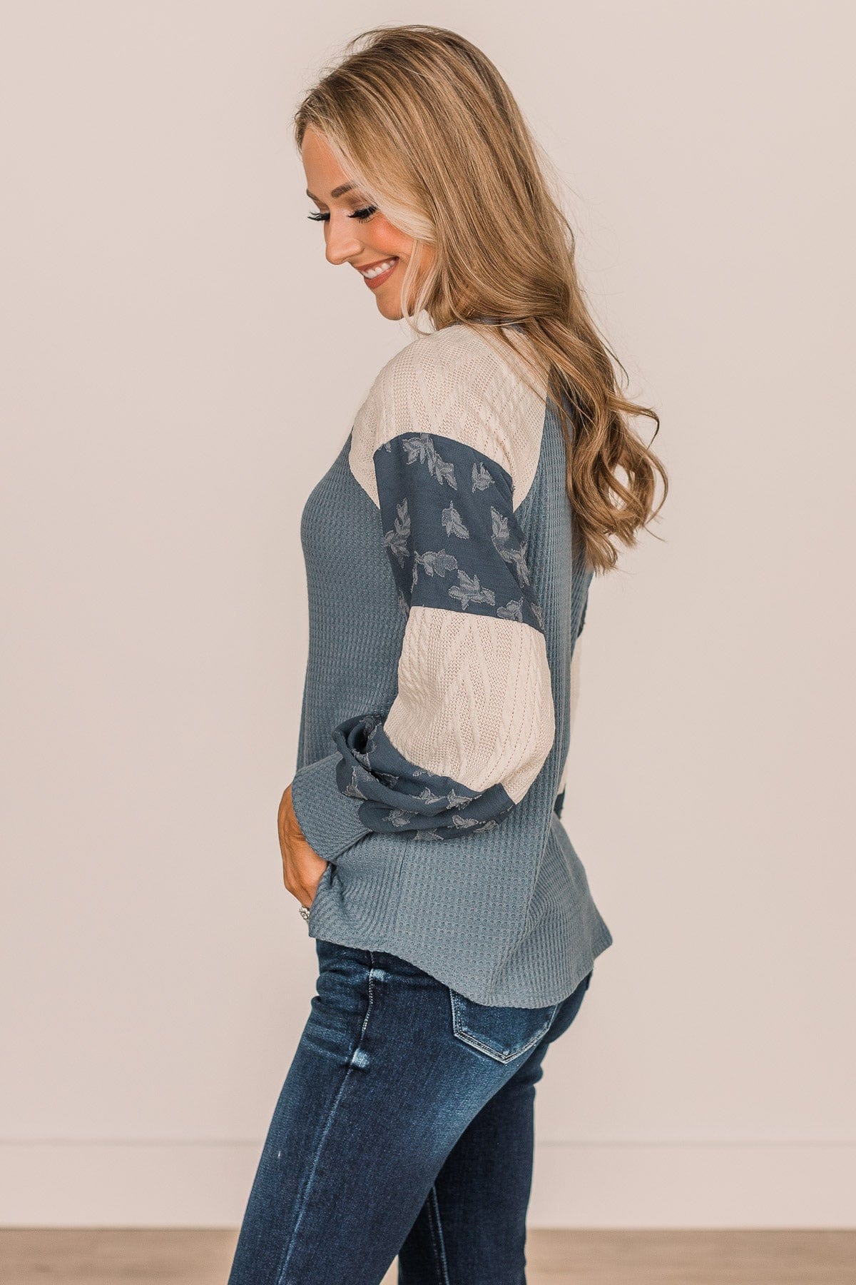 Speaking Volumes Striped Knit Top- Teal - Image 7