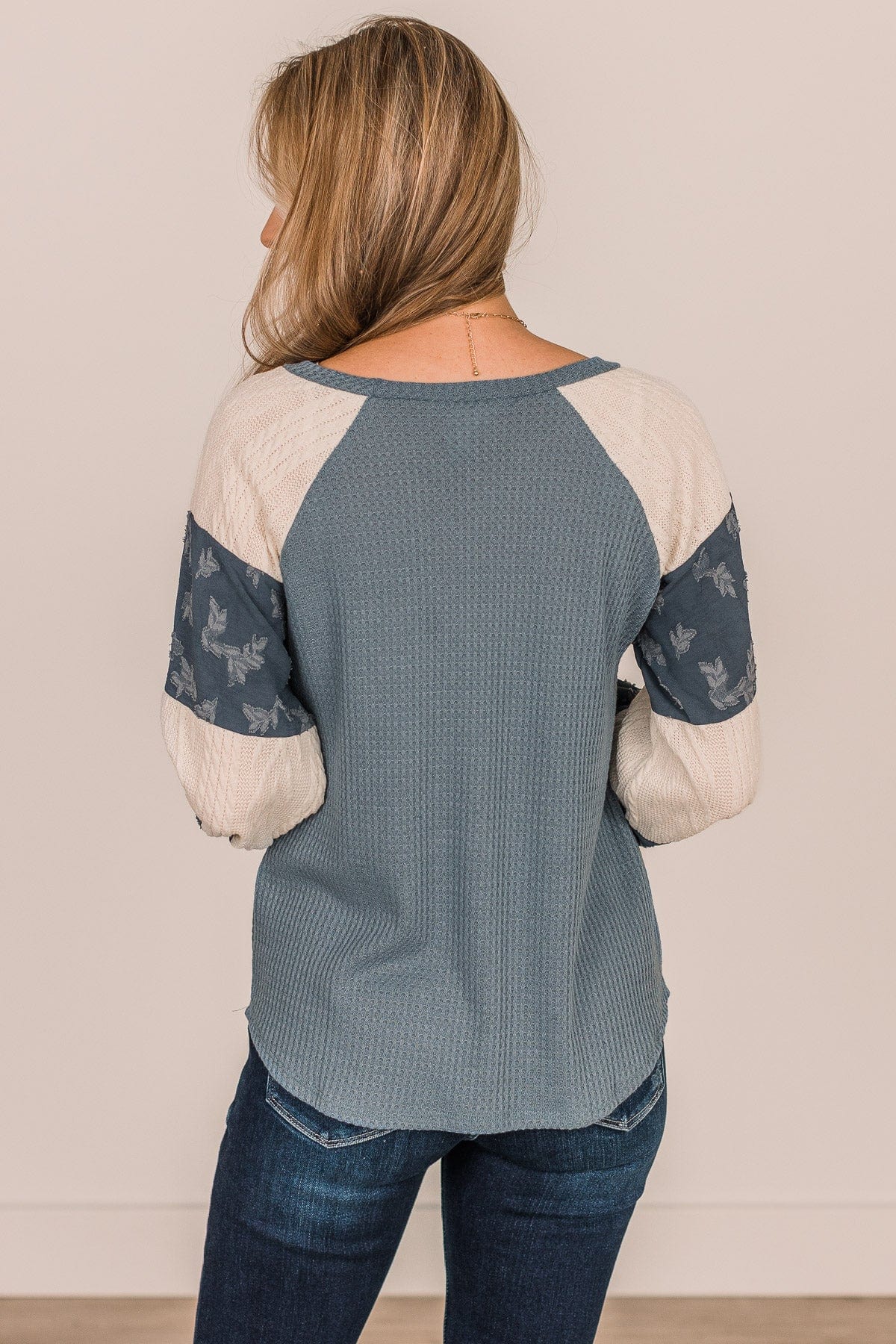 Speaking Volumes Striped Knit Top- Teal - Image 8