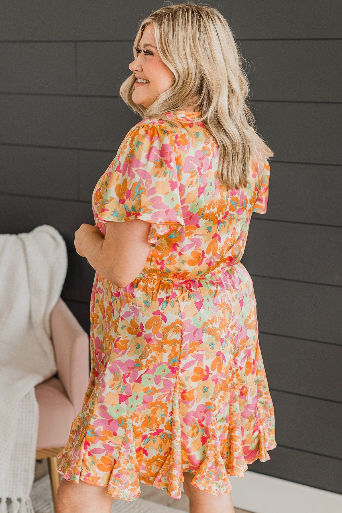 Special Connection Floral Dress- Orange & Pink - Image 5