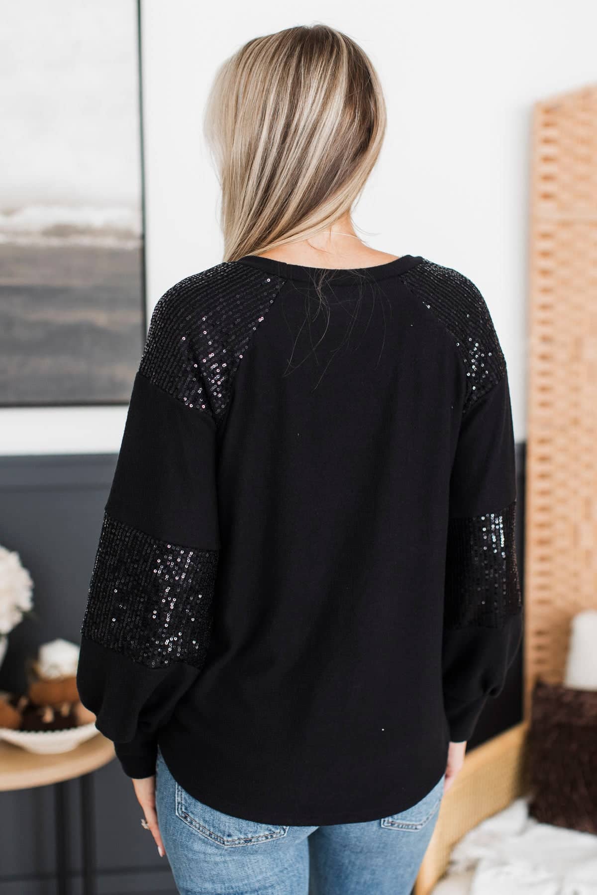 Special Moments Sequin Top- Black - Image 8