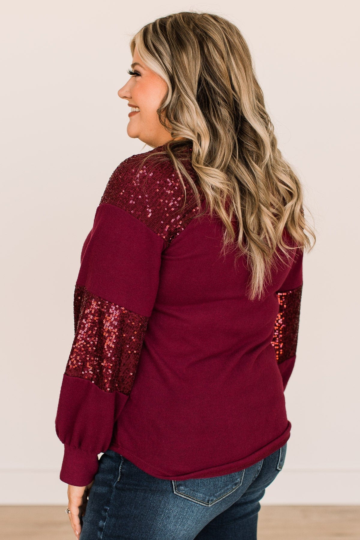 Special Moments Sequin Top- Burgundy - Image 7