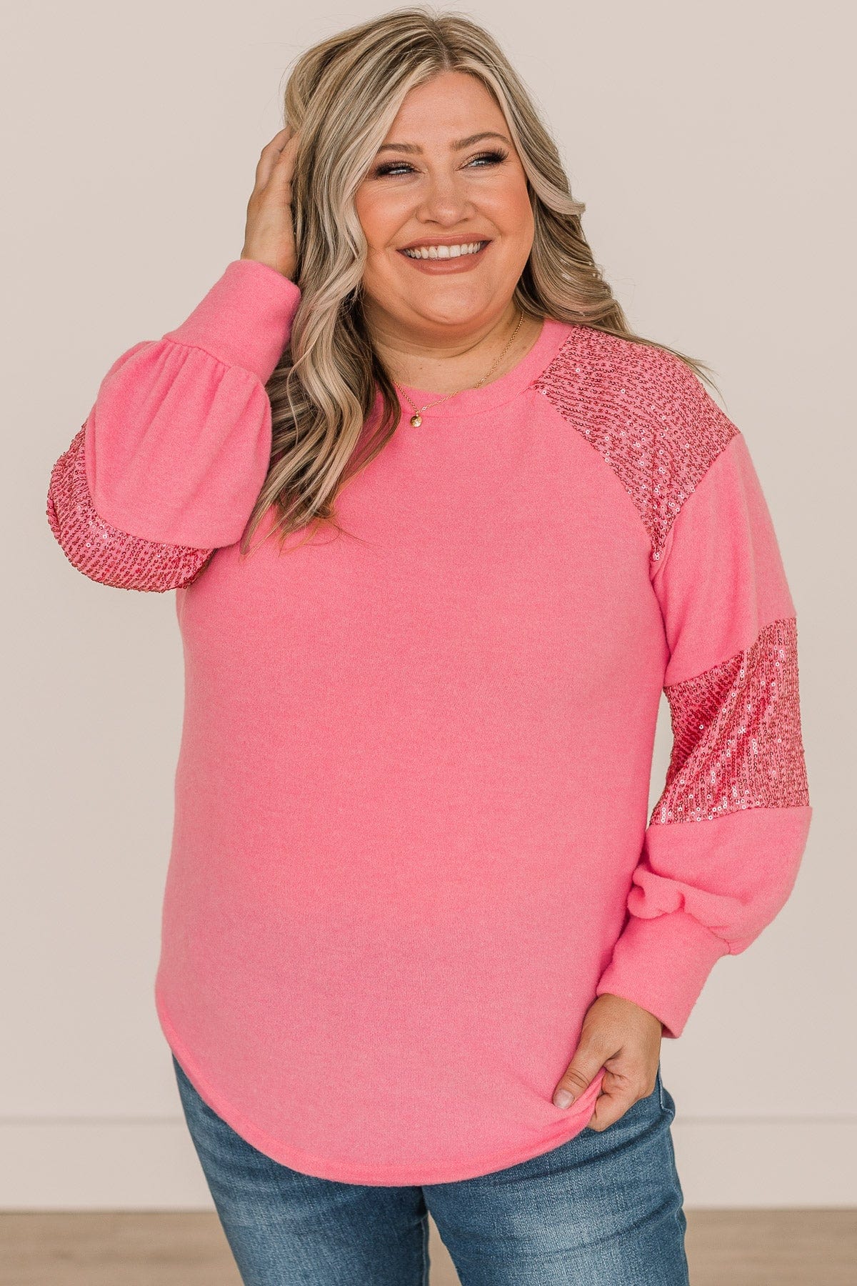 Special Moments Sequin Top- Pink