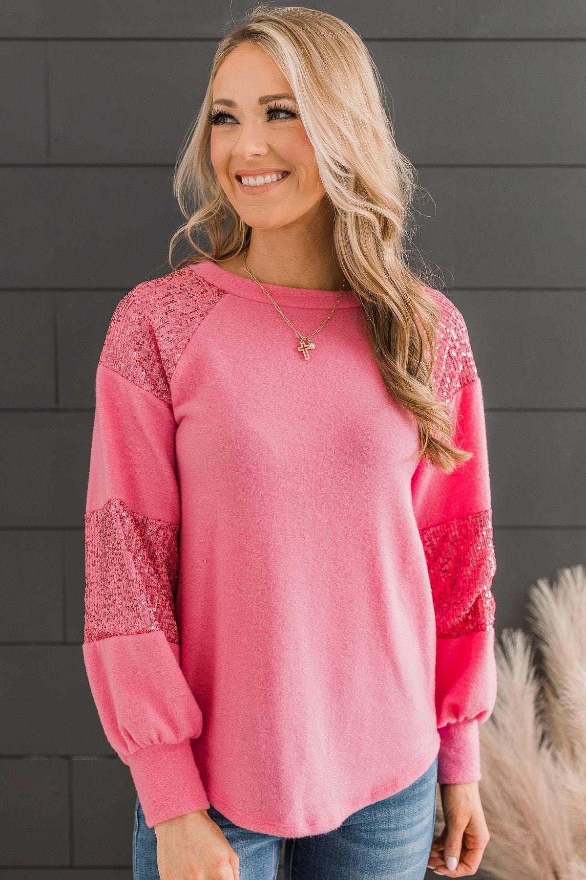 Special Moments Sequin Top- Pink - Image 5