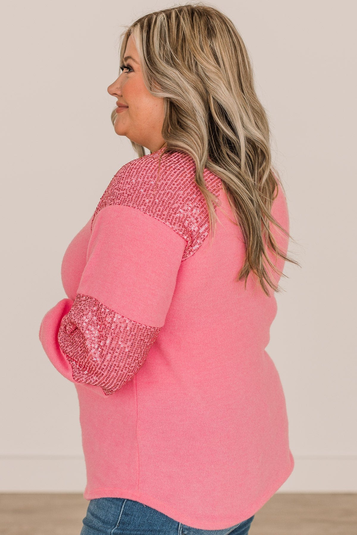 Special Moments Sequin Top- Pink - Image 7