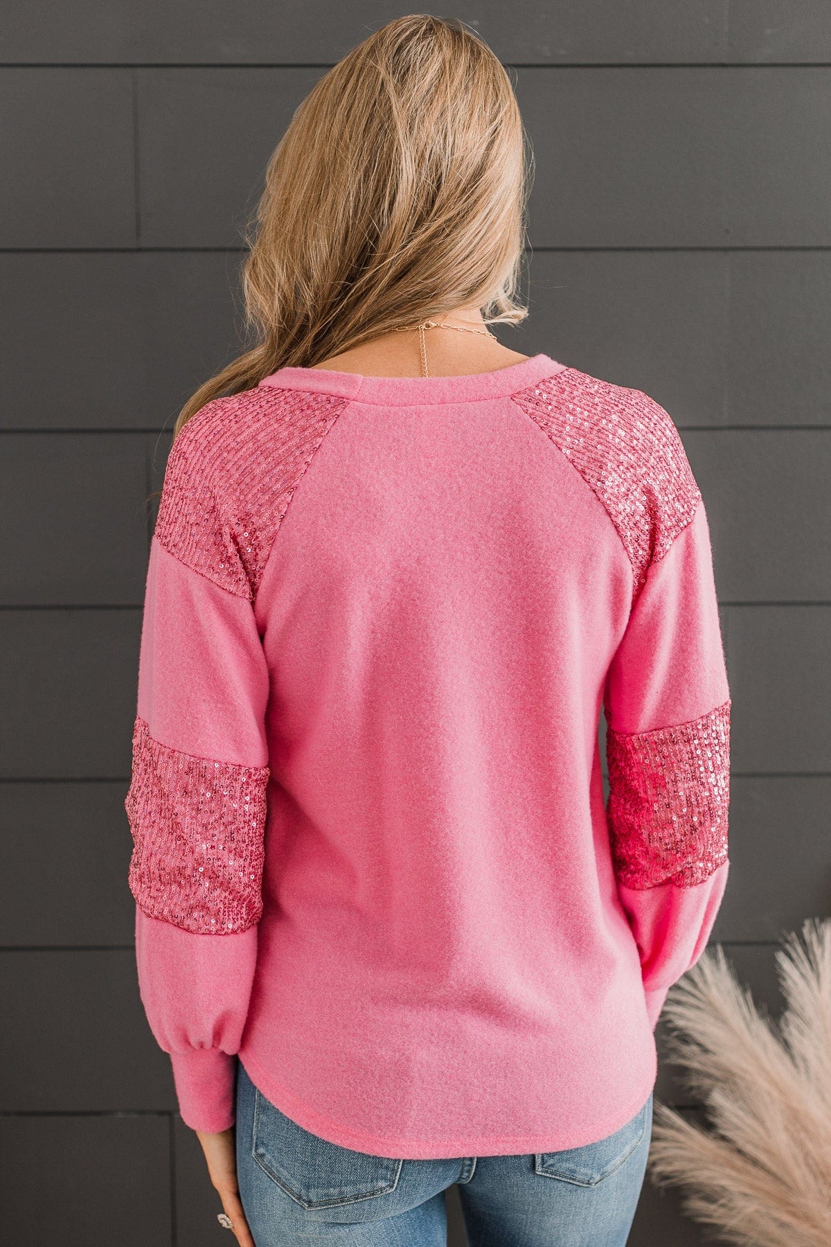 Special Moments Sequin Top- Pink - Image 8