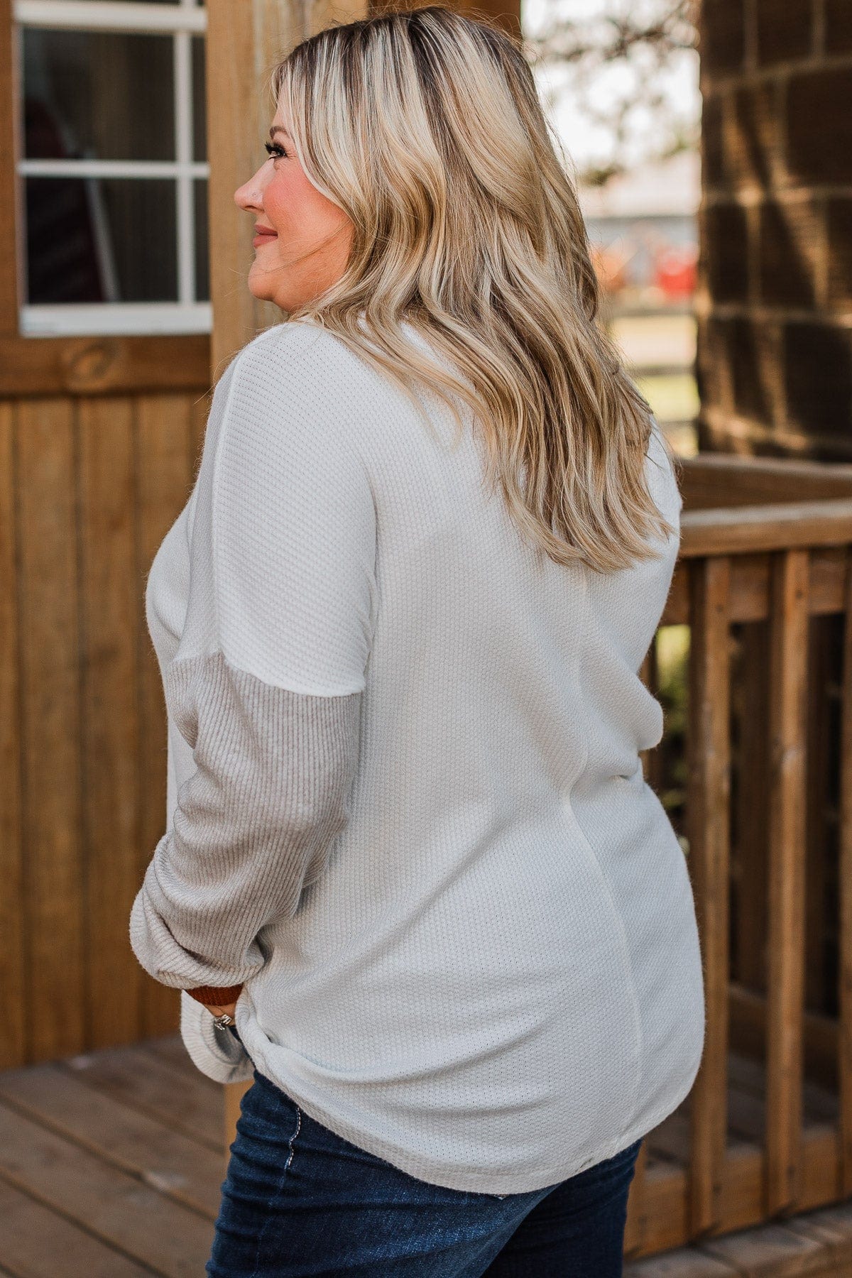 Special Someone Knit Top- Ivory & Light Taupe - Image 6