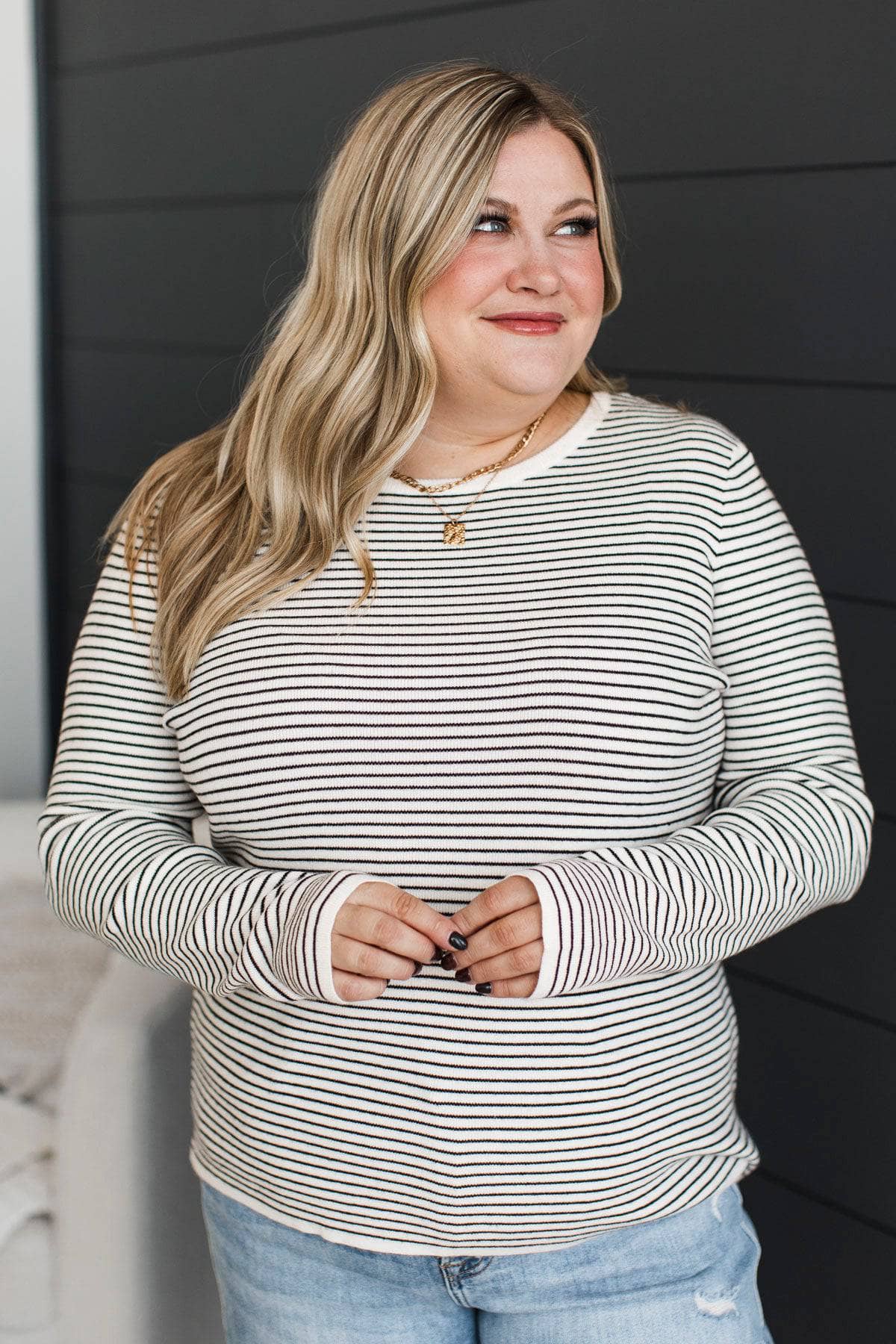 Spending Time Together Striped Sweater- Ivory & Black