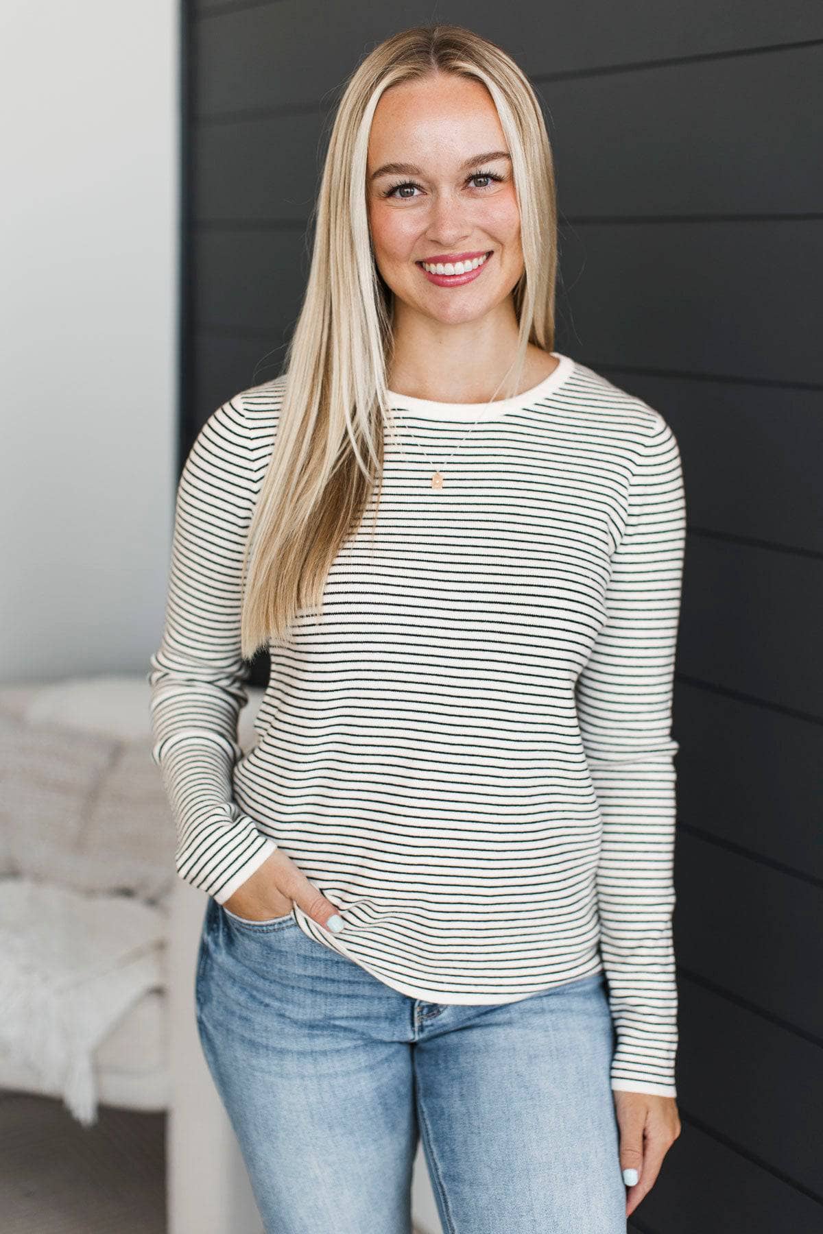 Spending Time Together Striped Sweater- Ivory & Black - Image 2