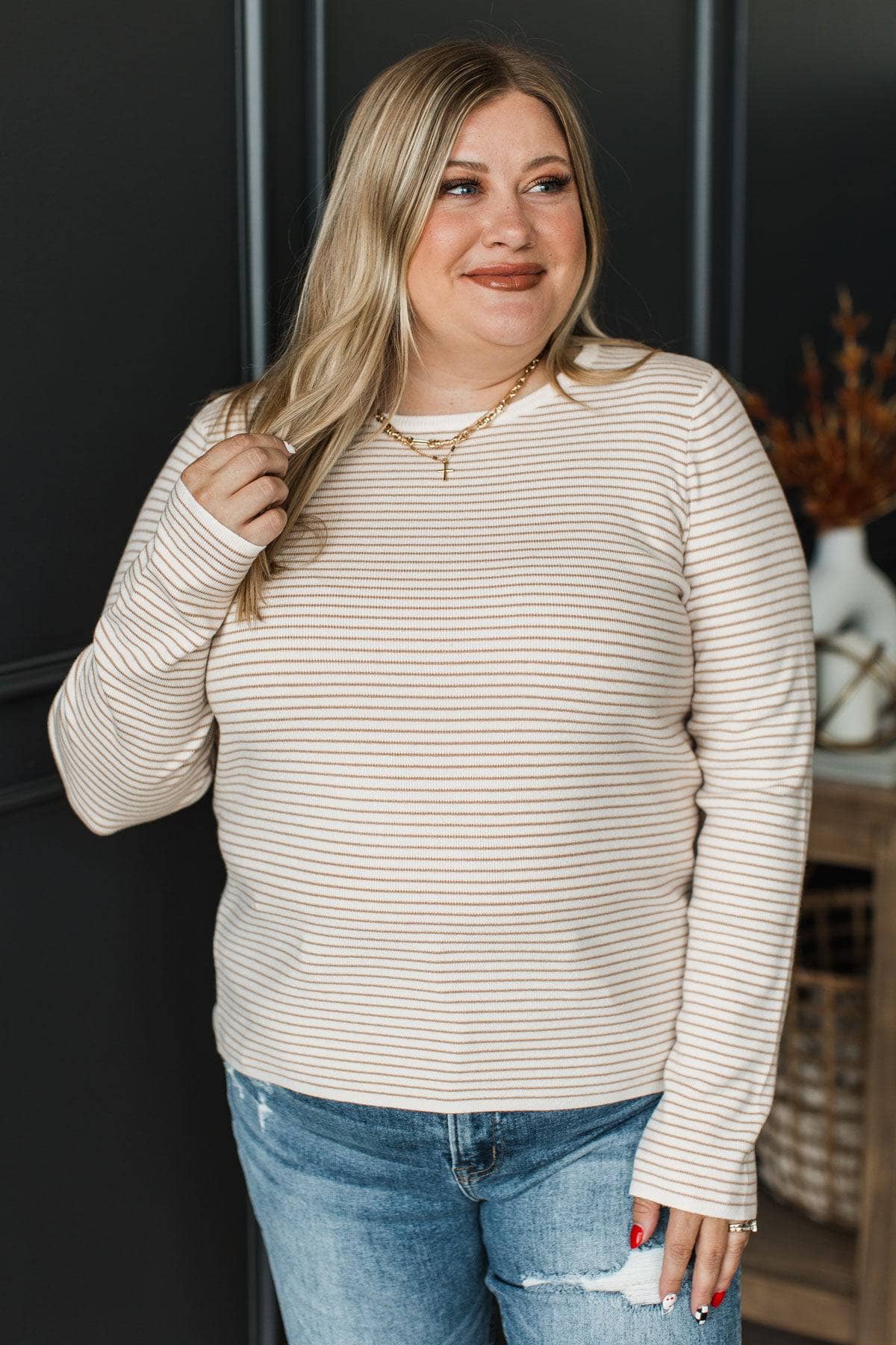 Spending Time Together Striped Sweater- Ivory & Tan - Image 4