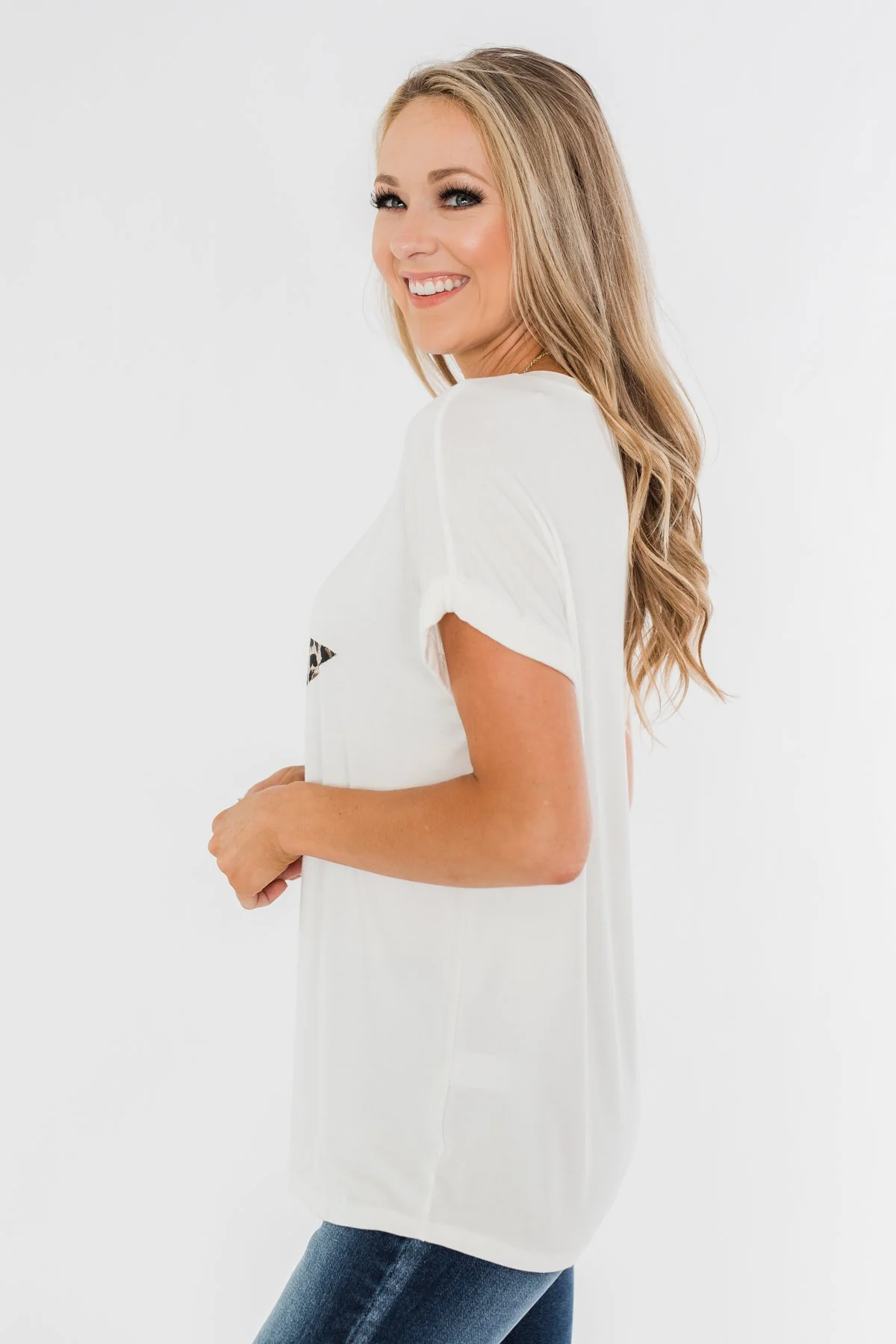 Spice It Up Leopard Print Star Top- Ivory - Image 7