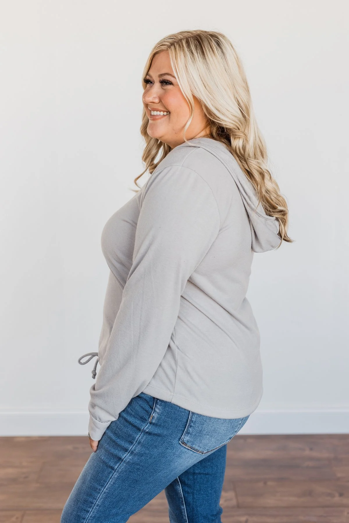 Spice It Up V-Neck Hoodie- Grey - Image 10