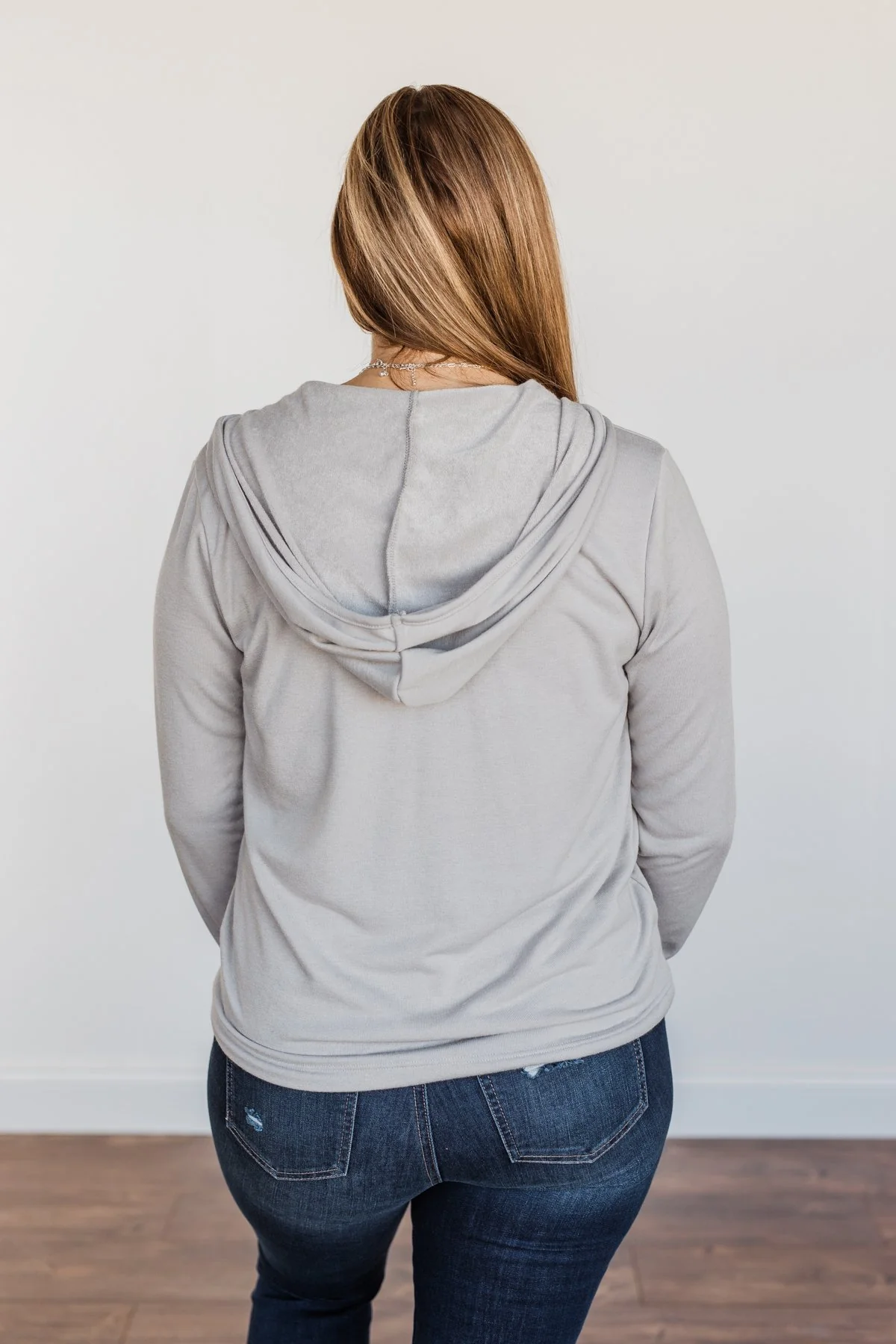 Spice It Up V-Neck Hoodie- Grey - Image 14