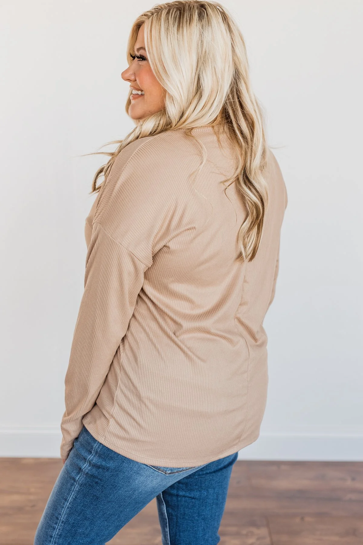 Spice Of Life Criss Cross Ribbed Knit Top- Light Taupe - Image 11