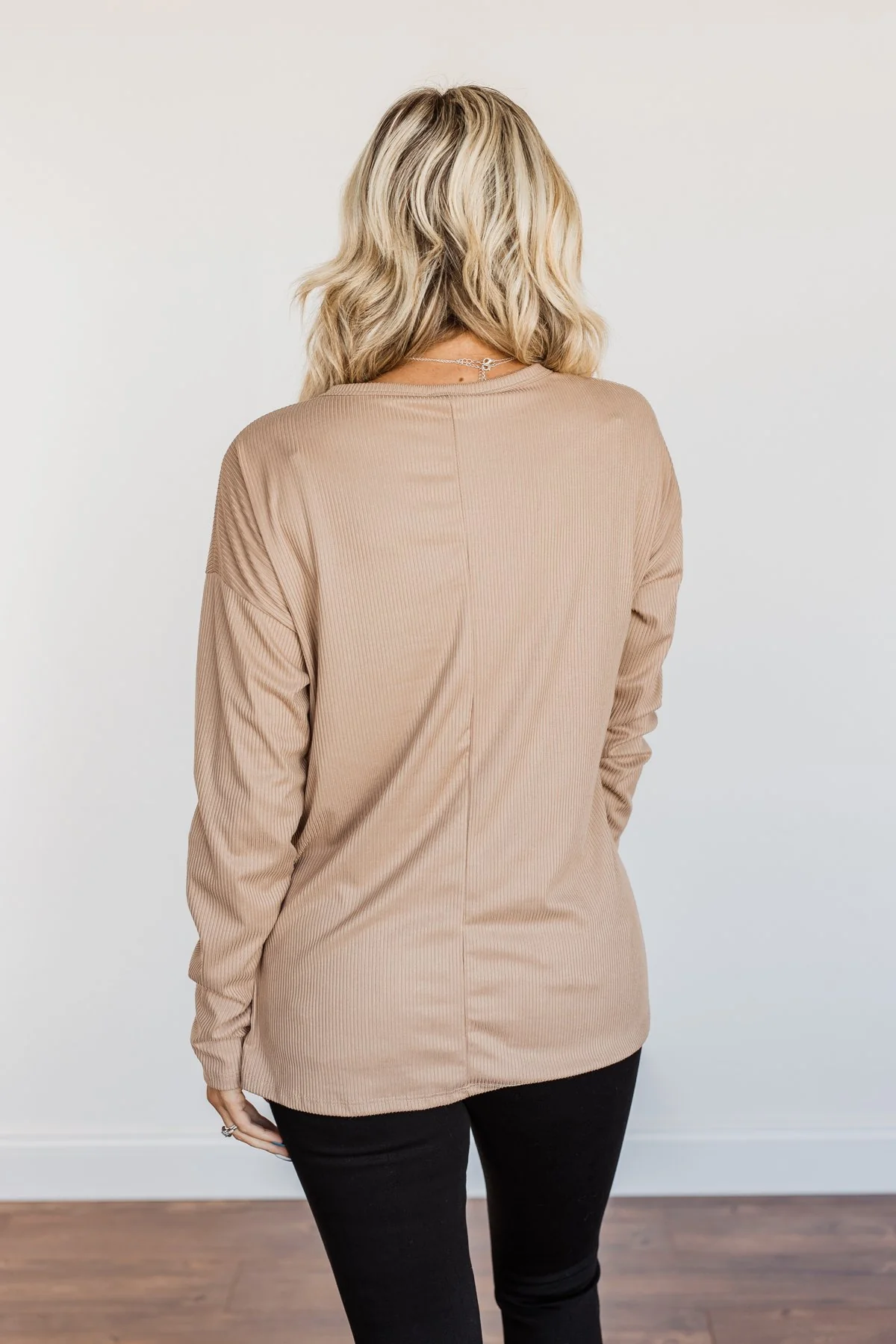 Spice Of Life Criss Cross Ribbed Knit Top- Light Taupe - Image 13