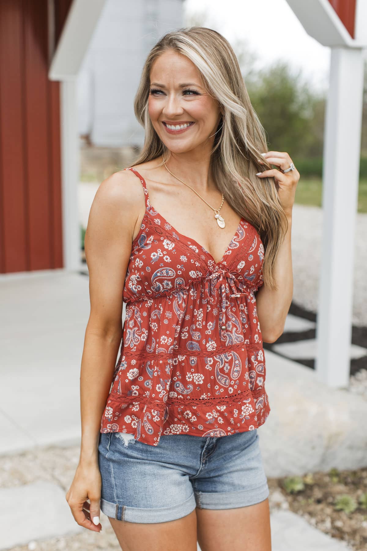 Spirit Of Freedom Babydoll Tank Top- Red - Image 3